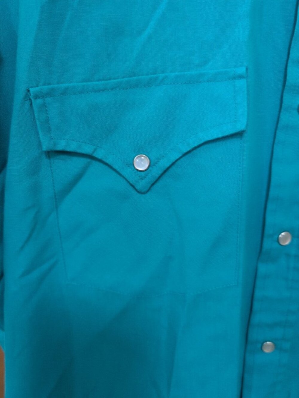 Ely Cattleman Shirt Mens 15 1/2 33 Blue Teal Long Sleeve VTG Pearl Snap Western - Picture 4 of 9